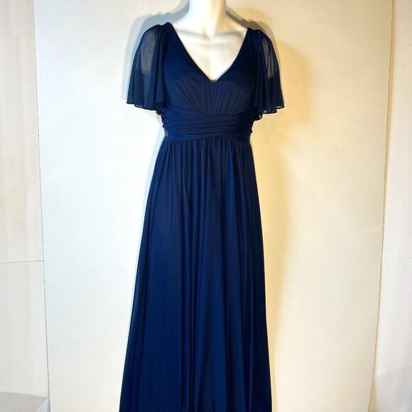 David's Bridal Navy Blue Maternity Wedding Dress - Picture 2 of 10